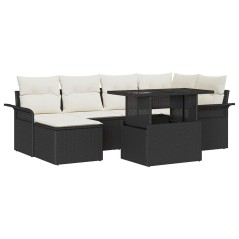 vidaXL Set di divano da giardino 7 pezzi con cuscini in rattan nero