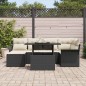 vidaXL Set di divano da giardino 7 pezzi con cuscini in rattan nero