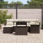 vidaXL Set da giardino con divano 7 pezzi e cuscini in rattan sintetico marrone