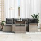 vidaXL Set di Divano da Giardino in 7 Pezzi con Cuscini Grigi in Rattan Sintetico