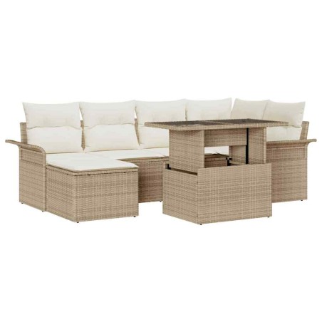 vidaXL Set giardino 7 pezzi con cuscini in rattan beige