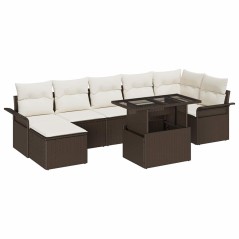 vidaXL Set di Divani da Giardino 8 Pezzi Marrone con Cuscini in Rattan Sintetico