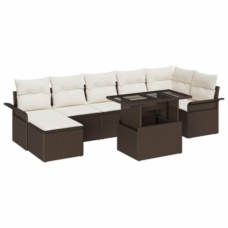 vidaXL Set di Divani da Giardino 8 Pezzi Marrone con Cuscini in Rattan Sintetico