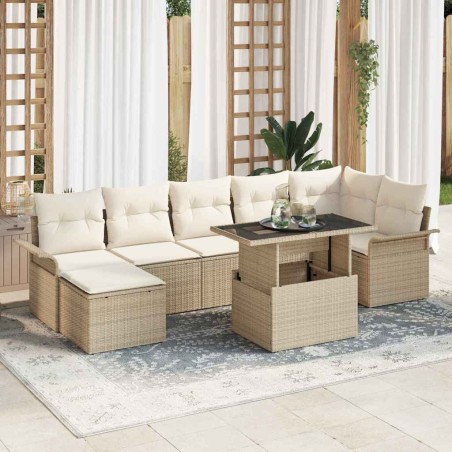 vidaXL Set di Sofà da Giardino 8 Pezzi con Cuscini Beige in Rattan