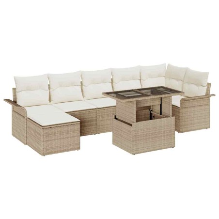 vidaXL Set di Sofà da Giardino 8 Pezzi con Cuscini Beige in Rattan
