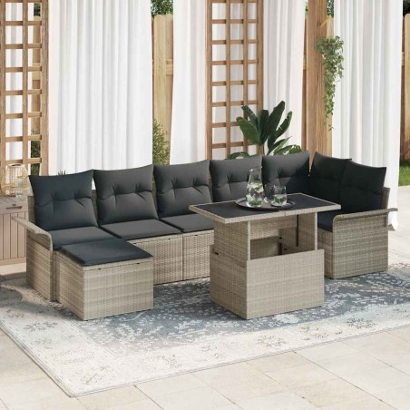 vidaXL Set di mobili da giardino 8 pezzi vitaXL con cuscini in rattan grigio chiaro