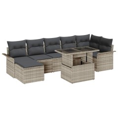 vidaXL Set di mobili da giardino 8 pezzi vitaXL con cuscini in rattan grigio chiaro