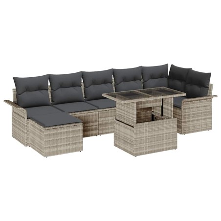 vidaXL Set di mobili da giardino 8 pezzi vitaXL con cuscini in rattan grigio chiaro