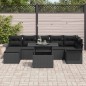 vidaXL Set di Divani da Giardino da 8 Pezzi con Cuscini Nero Polyrattan