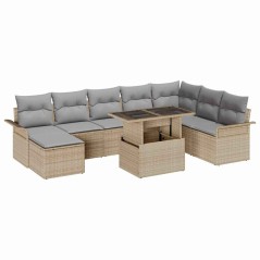 vidaXL Set Giardino 9 Pezzi con Cuscini Beige in Rattan Sintetico