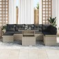 vidaXL Set da Giardino 9 Pezzi con Cuscini Grigio Chiaro in Rattan Sintetico