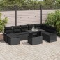 vidaXL Set da giardino con 9 pezzi e cuscini in rattan nero