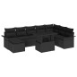 vidaXL Set da giardino con 9 pezzi e cuscini in rattan nero