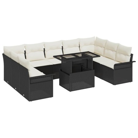 vidaXL Set da giardino 10 pezzi con cuscini in rattan sintetico nero