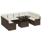 vidaXL Set di Divano da Giardino 10 Pezzi con Cuscini Rattan Poliestere Marrone