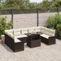 vidaXL Set di Divano da Giardino 10 Pezzi con Cuscini Rattan Poliestere Marrone