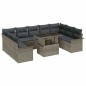 vidaXL Set da Giardino con Divano di 10 Pezzi, Cuscini Grigi in Rattan Sintetico