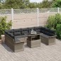 vidaXL Set da Giardino con Divano di 10 Pezzi, Cuscini Grigi in Rattan Sintetico