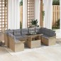 vidaXL Set da giardino 10 pezzi con cuscini in rattan sintetico beige