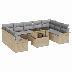 vidaXL Set da giardino 10 pezzi con cuscini in rattan sintetico beige