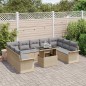 vidaXL Set da giardino 10 pezzi con cuscini in rattan sintetico beige