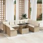 vidaXL Set di Divani da Giardino 10 Pezzi con Cuscini Beige in Rattan Sintetico