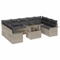 vidaXL Set di divano da giardino a 10 pezzi con cuscini grigio chiaro in polyrattan