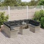 vidaXL Set di divano da giardino a 10 pezzi con cuscini grigio chiaro in polyrattan
