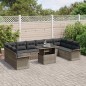 vidaXL Set di divani da giardino da 11 pezzi con cuscini grigi in polirattan
