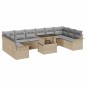 vidaXL Set di divani da giardino 11 pezzi con cuscini beige in rattan polietilene