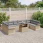 vidaXL Set di divani da giardino 11 pezzi con cuscini beige in rattan polietilene