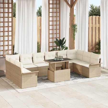vidaXL Set di divani da giardino 11 pezzi con cuscini beige