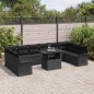 vidaXL Set Divano da Giardino 11 Pezzi con Cuscini Neri in Rattan Sintetico