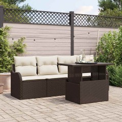 vidaXL Set da Giardino 5 Pezzi con Cuscini Marroni in Rattan Sintetico