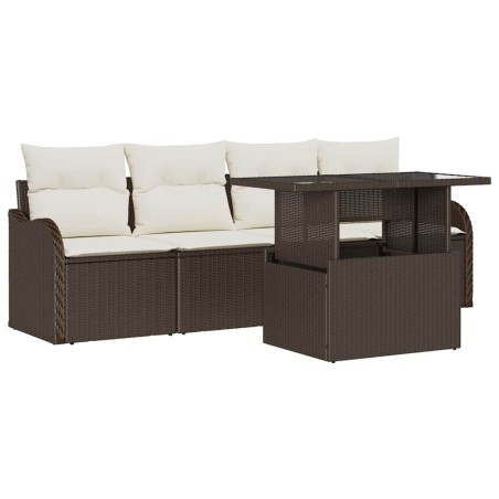 vidaXL Set da Giardino 5 Pezzi con Cuscini Marroni in Rattan Sintetico