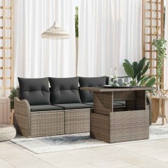 vidaXL Set da Giardino 5 Pezzi con Cuscini Grigi in Rattan Sintetico