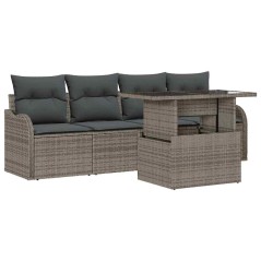vidaXL Set da Giardino 5 Pezzi con Cuscini Grigi in Rattan Sintetico