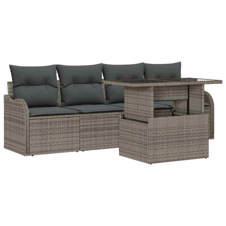 vidaXL Set da Giardino 5 Pezzi con Cuscini Grigi in Rattan Sintetico