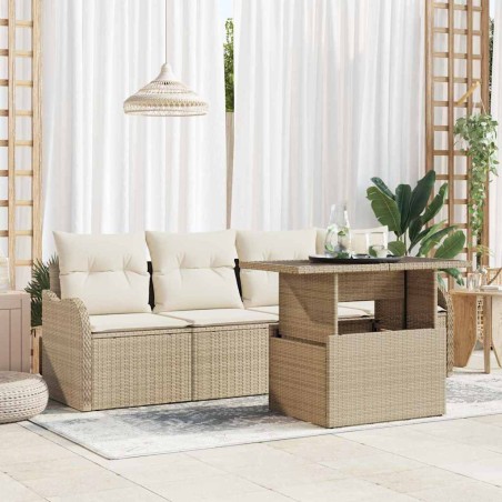 vidaXL Set da giardino 5 pezzi con cuscini beige in rattan sintetico