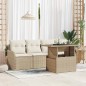 vidaXL Set da giardino 5 pezzi con cuscini beige in rattan sintetico