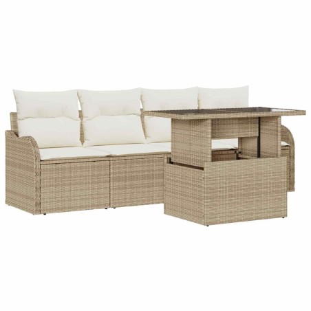 vidaXL Set da giardino 5 pezzi con cuscini beige in rattan sintetico