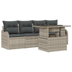 vidaXL Set Giardino 5 Pezzi con Cuscini Grigio Chiaro in Rattan
