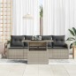 vidaXL Set Giardino 5 Pezzi con Cuscini Grigio Chiaro in Rattan