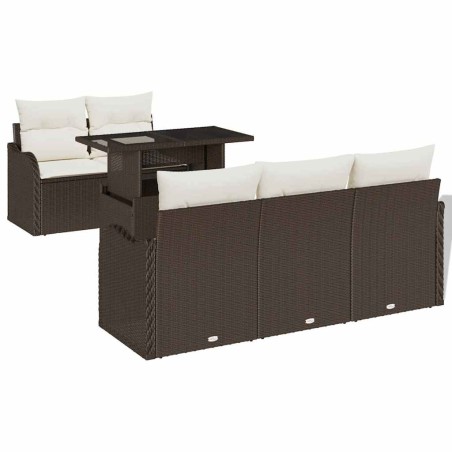 vidaXL Set Giardino 6 Pezzi con Cuscini Marroni in Rattan Sintetico