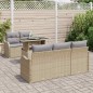 vidaXL Set di Divani da Giardino 6 Pezzi con Cuscini Beige in Polyrattan