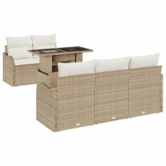 vidaXL Set di divano da giardino in 6 pezzi con cuscini beige in poly rattan