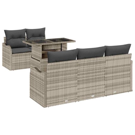 vidaXL Set di divani da giardino a 6 pezzi con cuscini grigio chiaro in rattan sintetico
