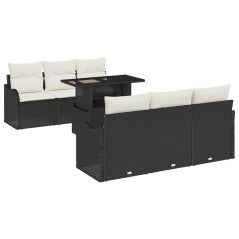 vidaXL Set da Giardino di 7 Pezzi con Cuscini in Rattan Sintetico Nero