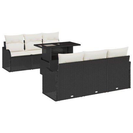 vidaXL Set da Giardino di 7 Pezzi con Cuscini in Rattan Sintetico Nero
