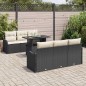 vidaXL Set da Giardino di 7 Pezzi con Cuscini in Rattan Sintetico Nero
